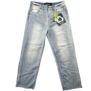 NEW Indigo Rein Jeans Straight Leg High Rise Women 5 (30x25) Raw Hem Above Ankle